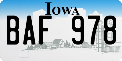 IA license plate BAF978