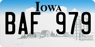 IA license plate BAF979