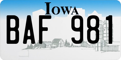 IA license plate BAF981