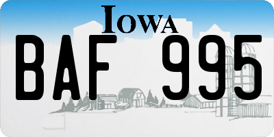 IA license plate BAF995