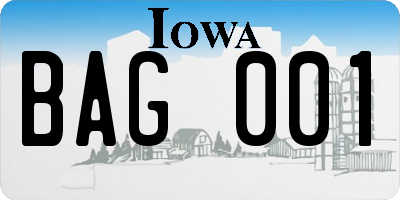 IA license plate BAG001