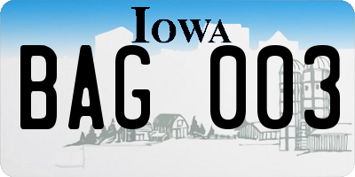 IA license plate BAG003