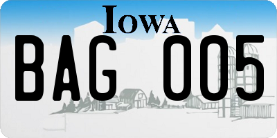 IA license plate BAG005