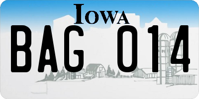 IA license plate BAG014