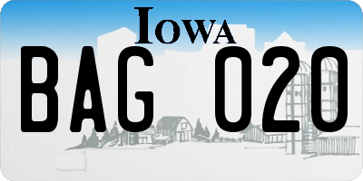 IA license plate BAG020