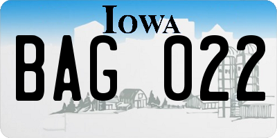 IA license plate BAG022