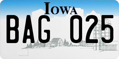 IA license plate BAG025