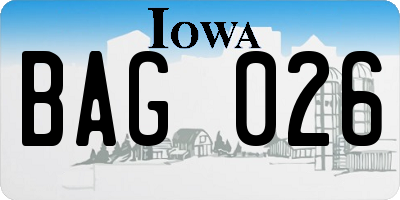 IA license plate BAG026