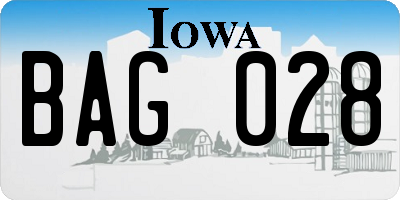 IA license plate BAG028