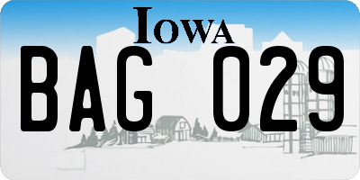 IA license plate BAG029