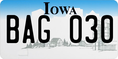 IA license plate BAG030