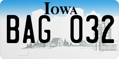IA license plate BAG032