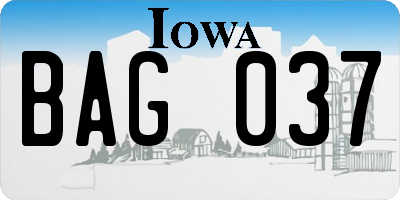 IA license plate BAG037