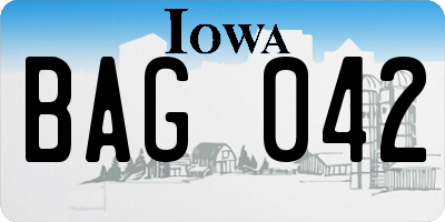 IA license plate BAG042