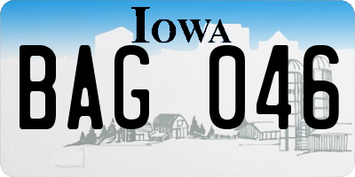 IA license plate BAG046