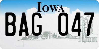 IA license plate BAG047