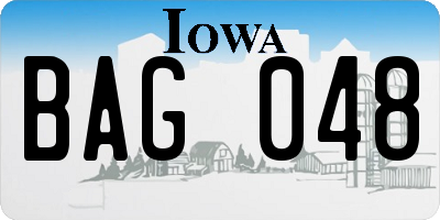 IA license plate BAG048