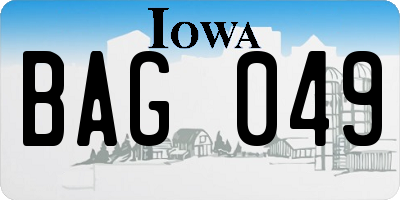 IA license plate BAG049