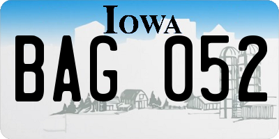 IA license plate BAG052