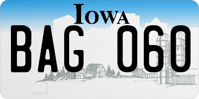 IA license plate BAG060