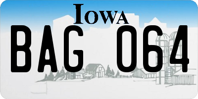 IA license plate BAG064
