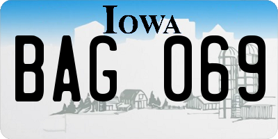 IA license plate BAG069