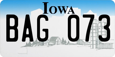 IA license plate BAG073