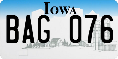 IA license plate BAG076
