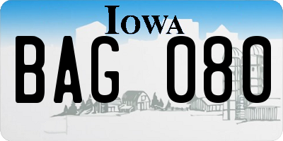IA license plate BAG080