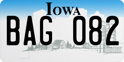 IA license plate BAG082