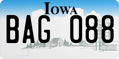 IA license plate BAG088