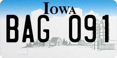 IA license plate BAG091