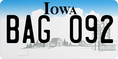 IA license plate BAG092