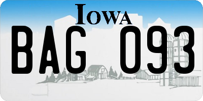 IA license plate BAG093