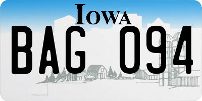 IA license plate BAG094