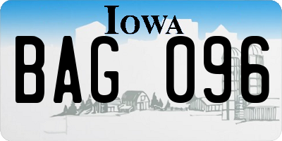 IA license plate BAG096
