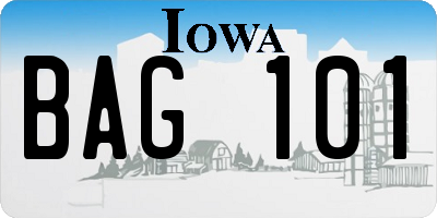 IA license plate BAG101