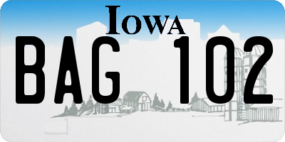 IA license plate BAG102