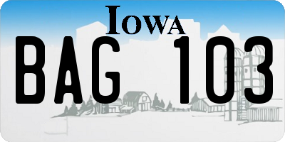 IA license plate BAG103