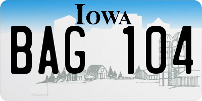 IA license plate BAG104