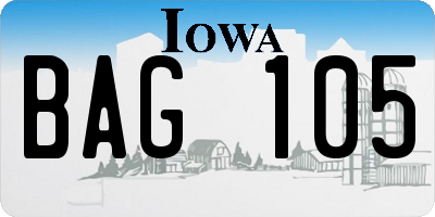 IA license plate BAG105