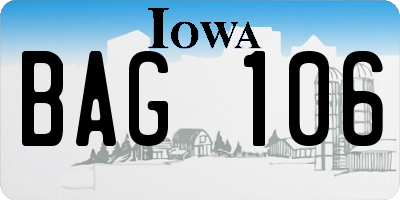 IA license plate BAG106