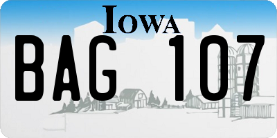 IA license plate BAG107