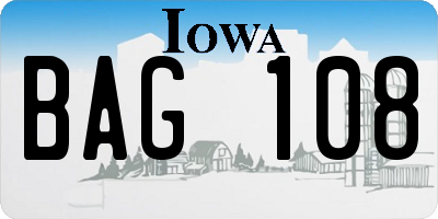 IA license plate BAG108