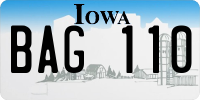 IA license plate BAG110
