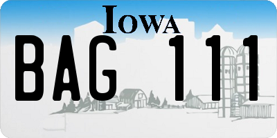IA license plate BAG111