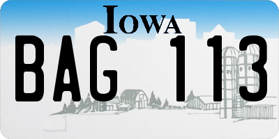 IA license plate BAG113
