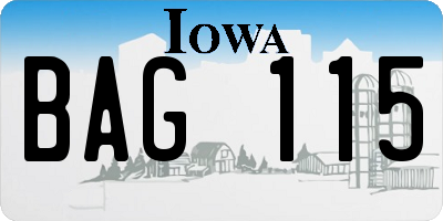IA license plate BAG115