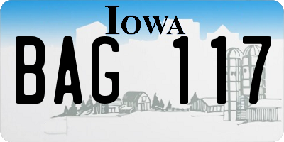IA license plate BAG117