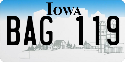 IA license plate BAG119